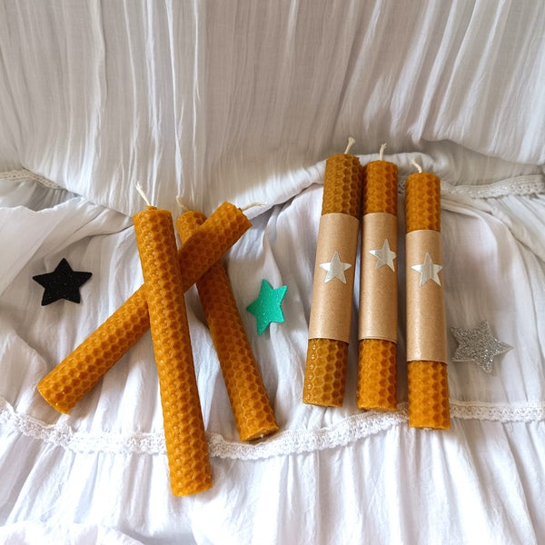 Velas de Cera de Abeja 100% Natural. 3 unidades.