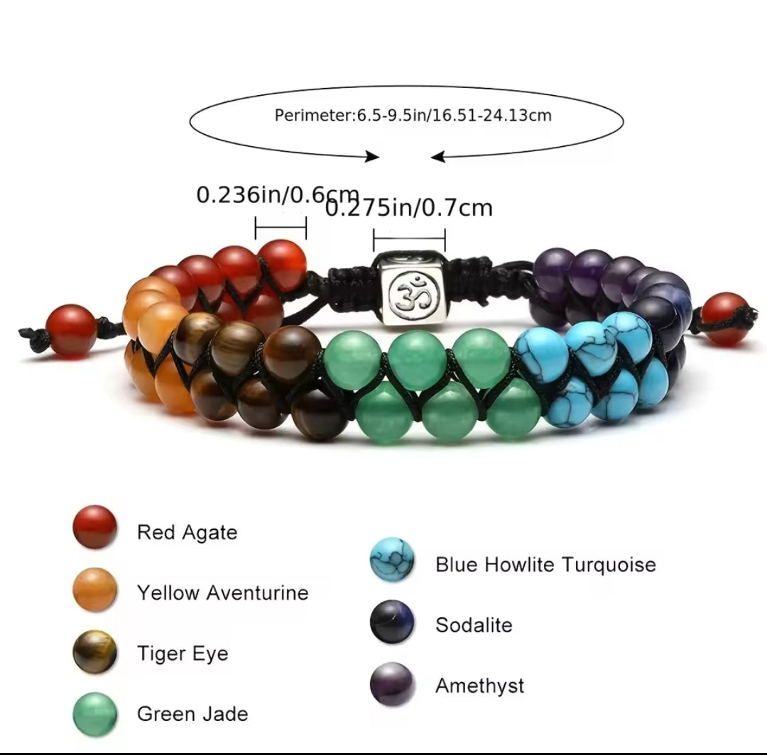 ✨ Pulsera de los Chakras con Piedras Naturales y Símbolo OM ✨