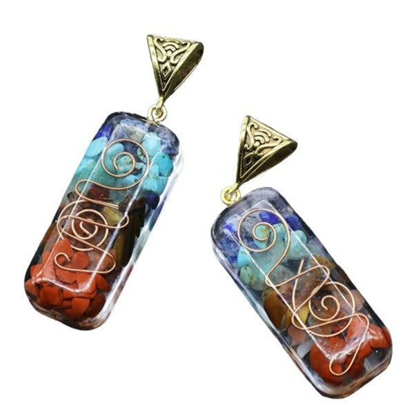 Colgante de resina con piedras naturales para los 7 Chakras, ancho.