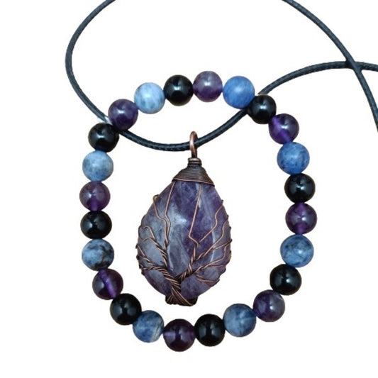 Conjunto Collar Árbol de la vida + pulsera. Sexto Chakra