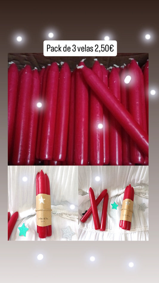 Pack de 3 Velas Rojas.