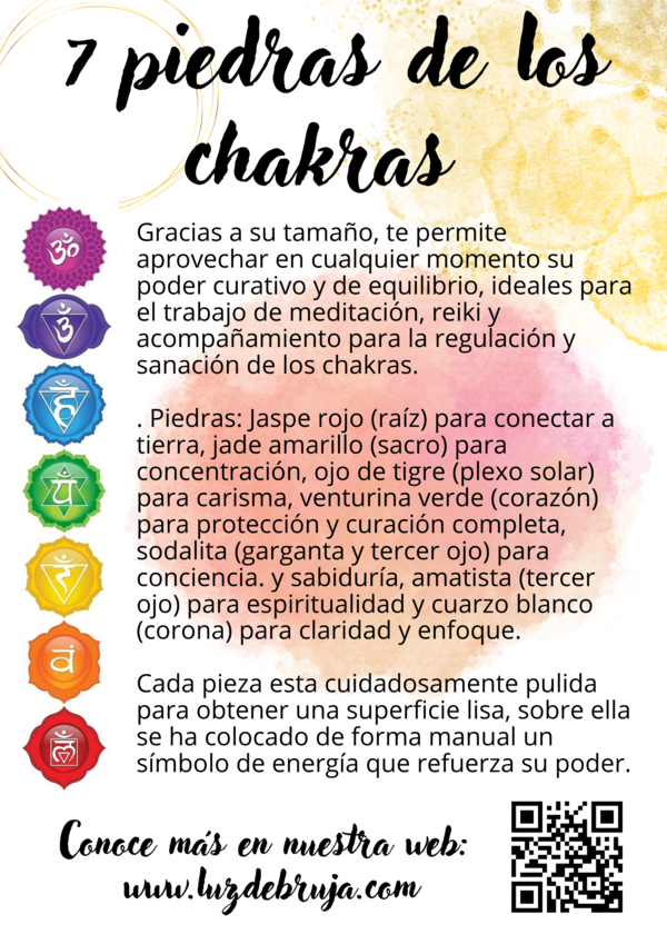 Juego de 7 piedras redondas para los Chakras.