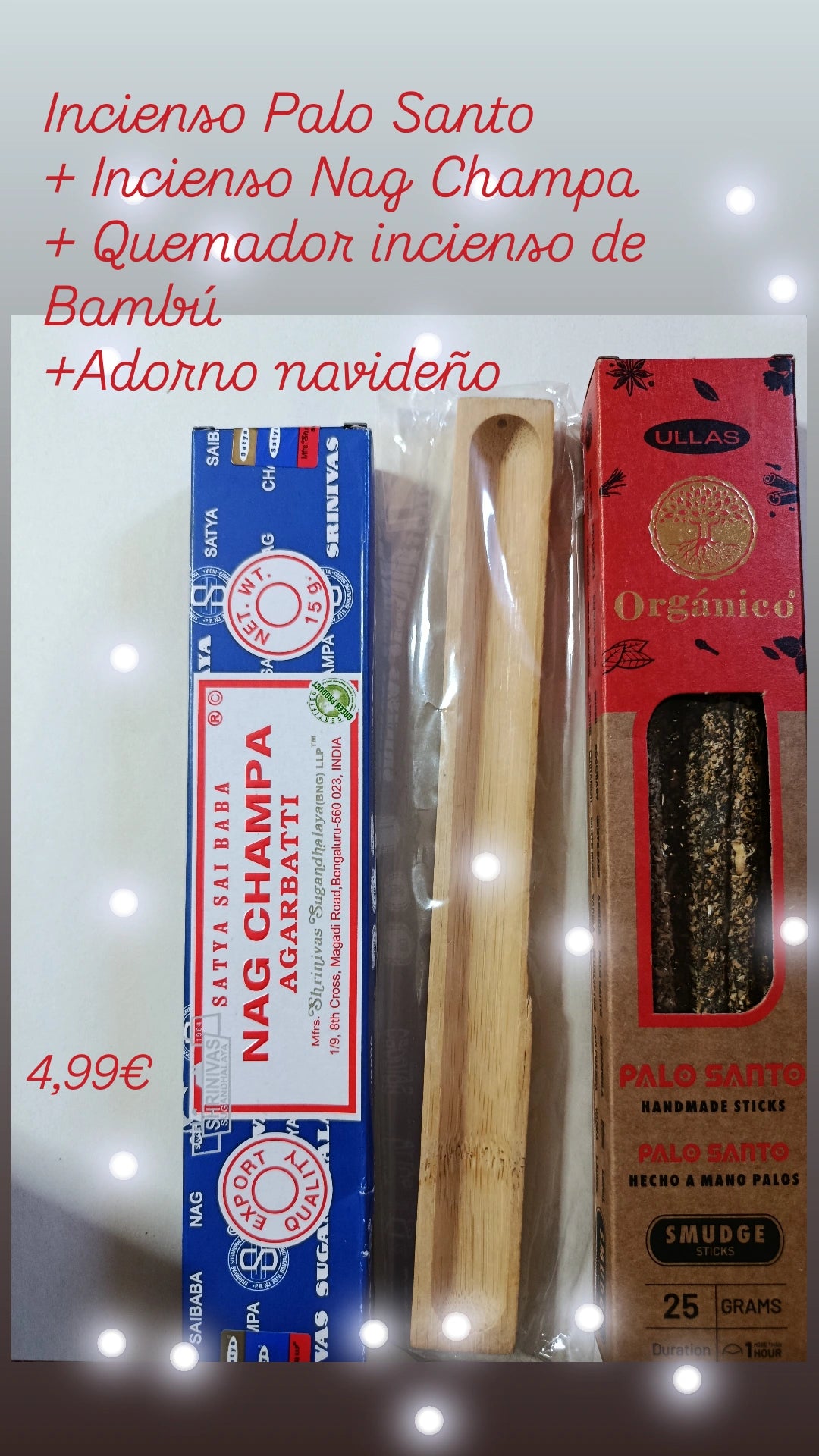 Kit relax: palo santo, Nag Chama y quemador