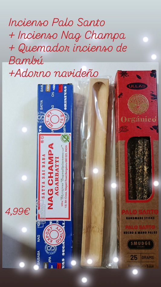 Kit relax: palo santo, Nag Chama y quemador